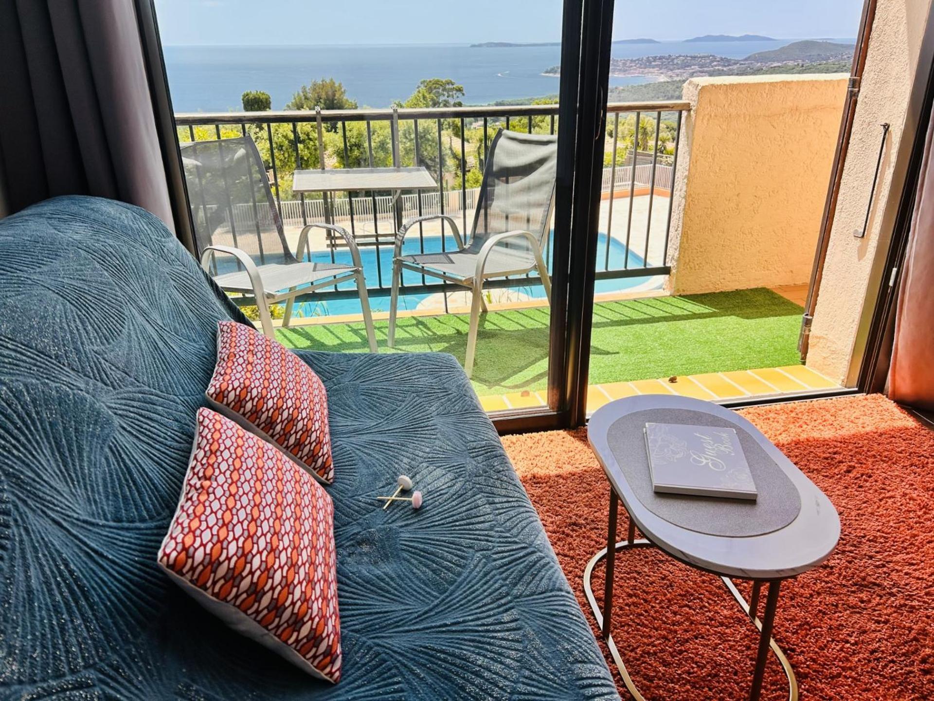 Studio Pool House Vue Mer Panoramique Amazing Sea View Wifi Linge Linen Inclut Aircondition La Croix-Valmer Exteriér fotografie